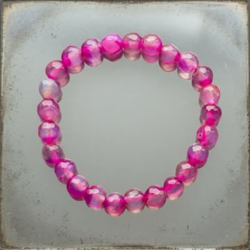 Bratara copii fatetata agat roz 6 mm | Model 1