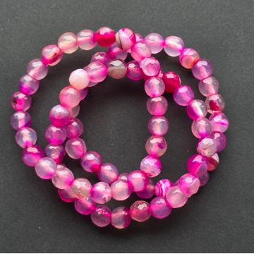 Bratara copii fatetata agat roz 6 mm | Model 1