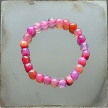 Bratara copii fatetata agat roz 6 mm | Model 2