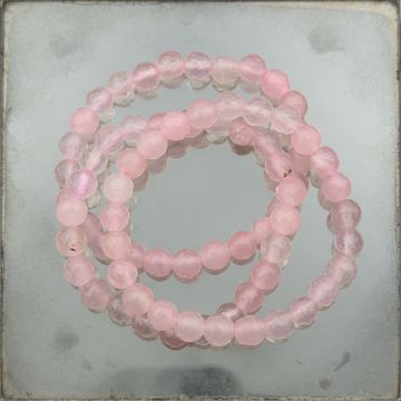 Bratara copii fatetata jad roz 6 mm