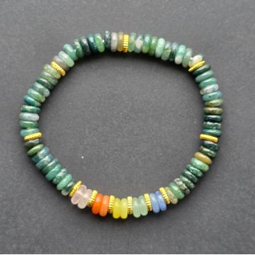 Bratara discuri agat muschi moss | 7 chakre