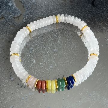 Bratara discuri cuart incolor | 7 chakre