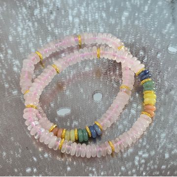 Bratara discuri cuart roz | 7 chakre