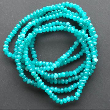 Bratara discuri fatetate agat albastru 4x3 mm