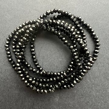 Bratara discuri fatetate obsidian negru 4 mm