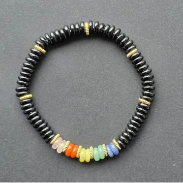 Bratara discuri onix negru | 7 chakre