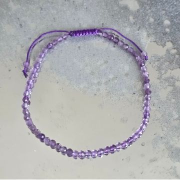 Bratara fatetata ametist 3 mm snur reglabil