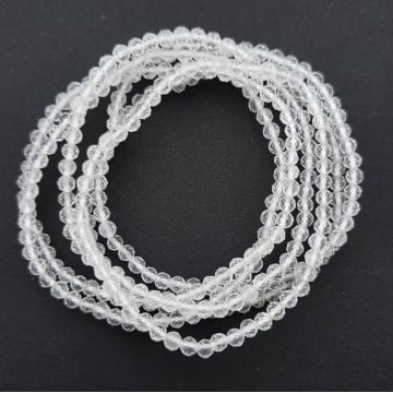 Bratara fatetata cuart de stanca/cristal incolor 3-4 mm