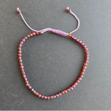 Bratara fatetata granat 3 mm snur reglabil