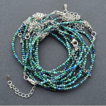 Bratara reglabila fatetata azurit malachit 2 mm