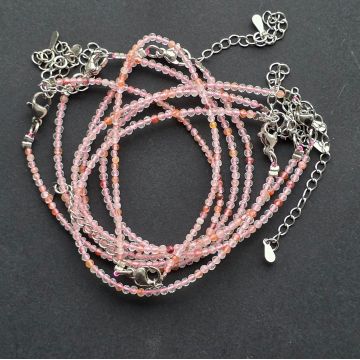 Bratara reglabila fatetata cuart roz mix 2 mm