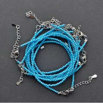 Bratara reglabila fatetata howlit albastru 2 mm