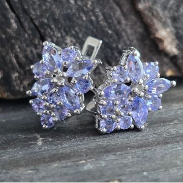 Cercei argint tanzanit | Flower