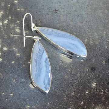Cercei calcedonie albastra/ blue lace din argint | Model 1
