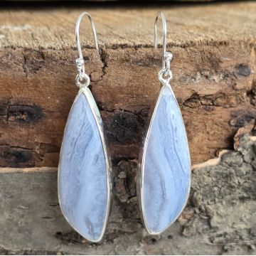 Cercei calcedonie albastra/ blue lace din argint | Model 1