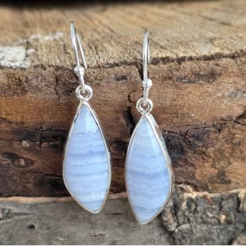 Cercei calcedonie albastra/ blue lace din argint | Model 2