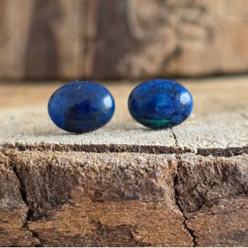 Cercei stud oval azurit-malachit