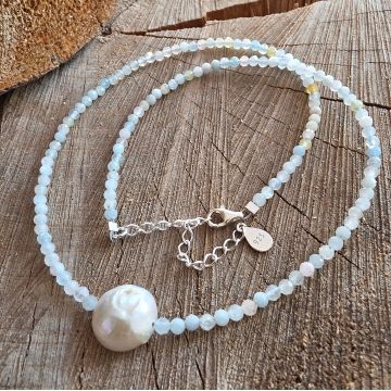 Colier acvamarin și beril Clara #167