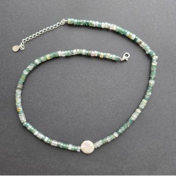 Colier agat muschi Wood #152