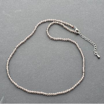 Colier cuart fumuriu sfere 2-3 mm