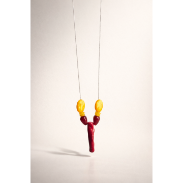 Colier din argint 925 cu coral si jad | Volcán - Default Title