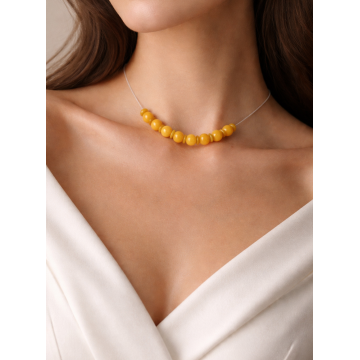 Colier din argint 925 cu jad galben | Flava - Default Title