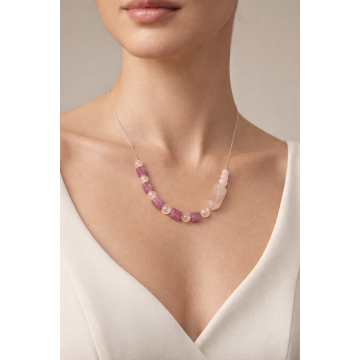 Colier din argint 925 cu jad si cuarț | Petali di Mare - Default Title