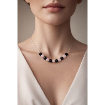Colier din argint 925 cu onix şi jad | Aequus - Default Title