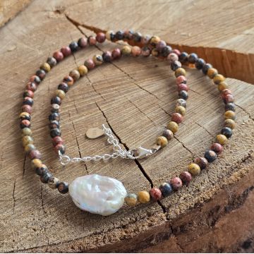 Colier jasp leopard Earth #138