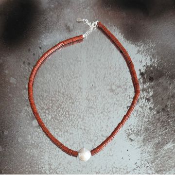 Colier jasp rosu Strength #144