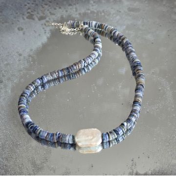 Colier lapis lazuli Wave #132