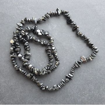 Colier lung chipsuri obsidian