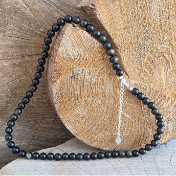 Colier obsidian auriu Silence #230
