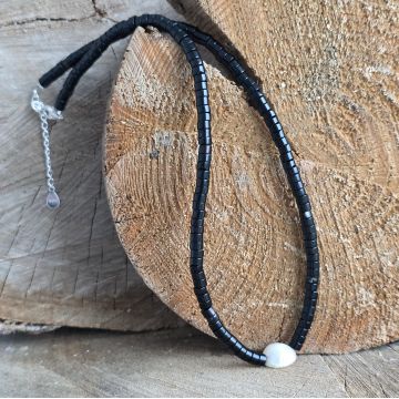 Colier onix negru si perla Eclipse#179