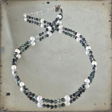 Colier smarald si perle Eden#193