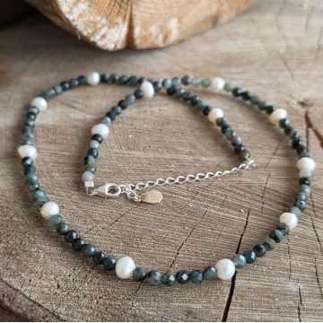 Colier smarald si perle Eden#193