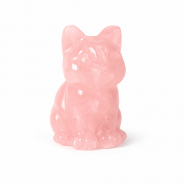 Figurina Pisica din Cuart Roz ,   Simbol al Iubirii, Blandetii si Vindecarii Emotionale