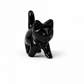 Figurina Pisica din Obsidian Negru ,   Protectie, Intuitie si Eleganta Mystica