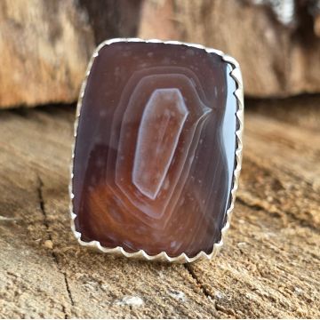 Inel agat botswana argint | Model 2