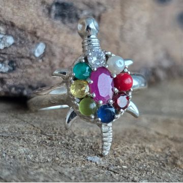 Inel argint 9 pietre semipretioase | Turtle
