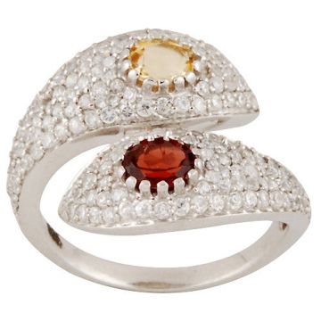 Inel argint citrin, granat, zirconiu | TRIO