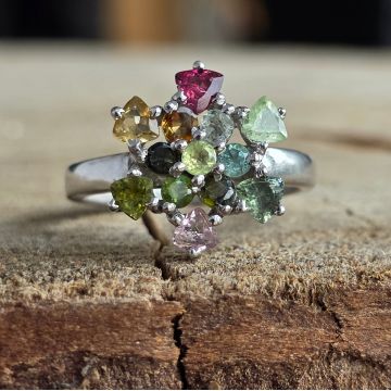 Inel argint turmalina mix | FLOWER 1