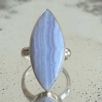 Inel calcedonie blue lace din argint | Model 1