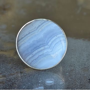 Inel calcedonie blue lace din argint | Model 2