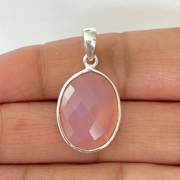 Pandantiv calcedonie roz din argint | Model 1