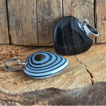 Pandantiv inima agat negru