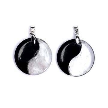 Pandantiv obsidian cuart incolor | Yin Yang