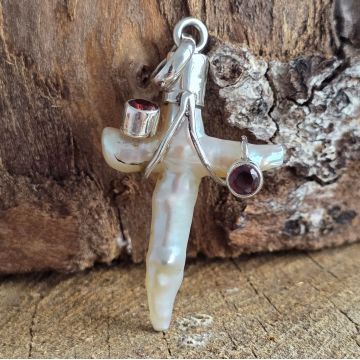 Pandantiv perla, granat | Cruce