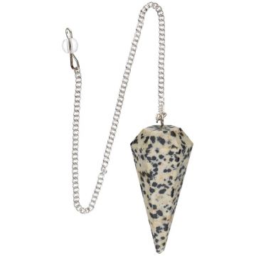 Pendul radiestezie jasp dalamatian cu bila cuart