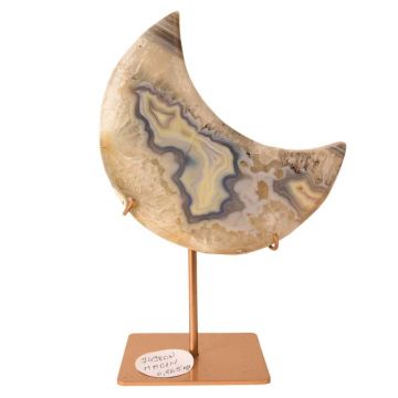 Semiluna decorativa din Agat crem-roz natural ,   sculptata manual, Brazilia 0.86 kg